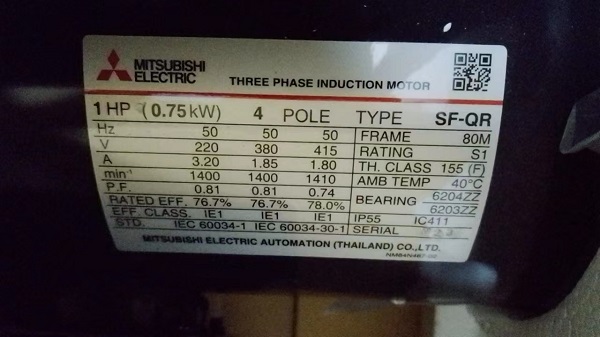 三菱SF-QR 0.75KW/220V.380V/4P