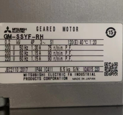 三菱GM-SSYF-RH 0.2KW/200V.50HZ/1:20
